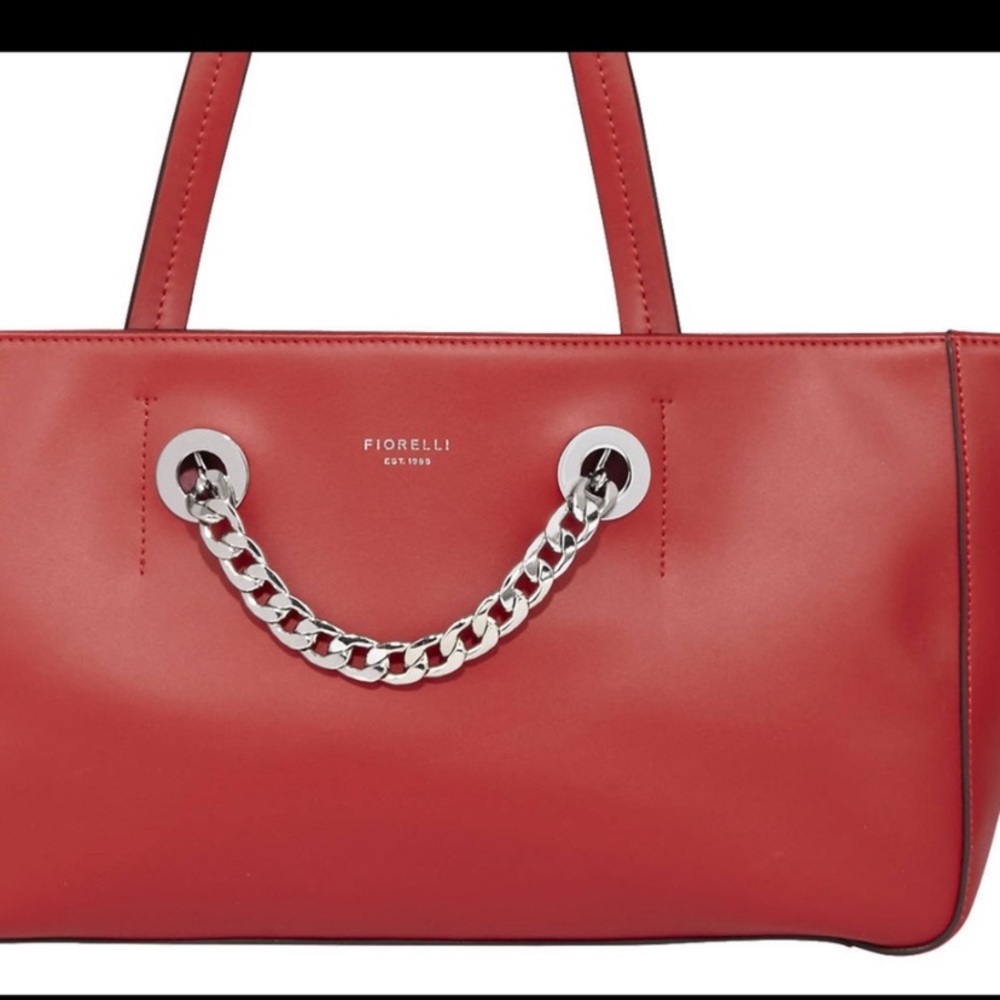FIORELLI RED GLOVE TANNED  LEATHER CHAIN BAG